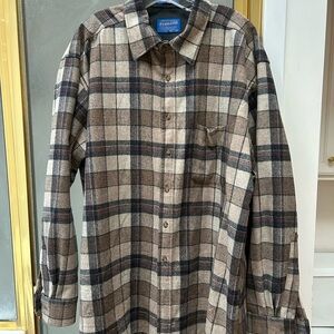 Pendleton Wool Shirt with Black and Cream Plaid